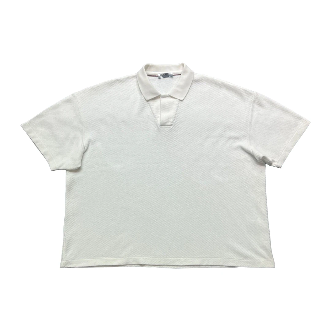 99新 Loro Piana/诺悠翩雅 短款版型/海鸥领/棉麻短袖/3XL