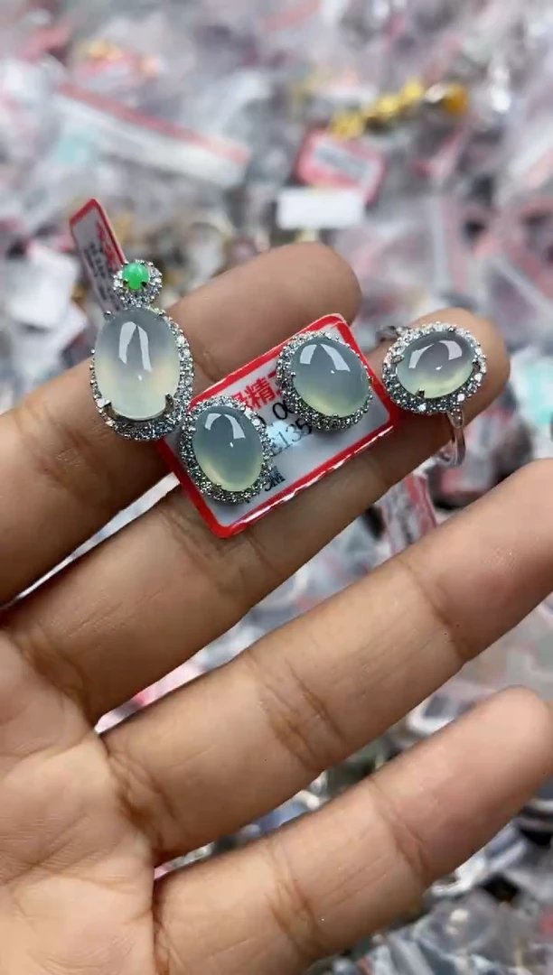 银S925镶嵌戒指翡翠13                 7