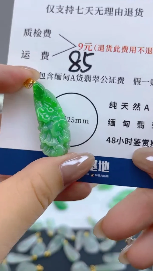 颈饰18K金镶嵌翡翠天然A货翡翠