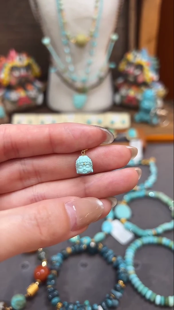 绿松石18K金镶嵌提溜绿松石提溜