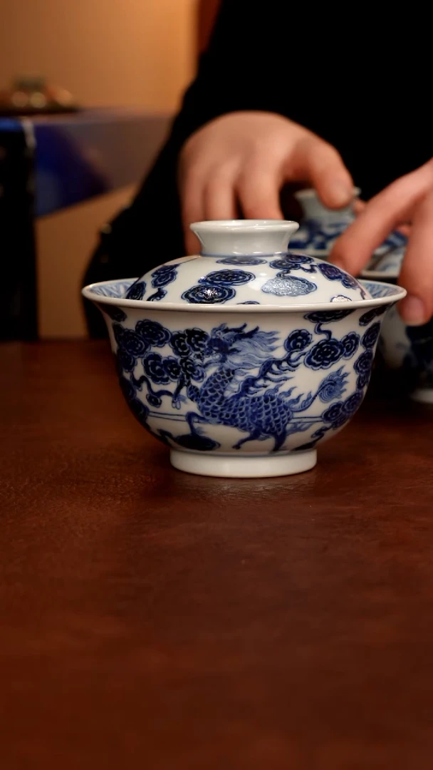 景德镇瓷器，青花瓷手绘茶具~