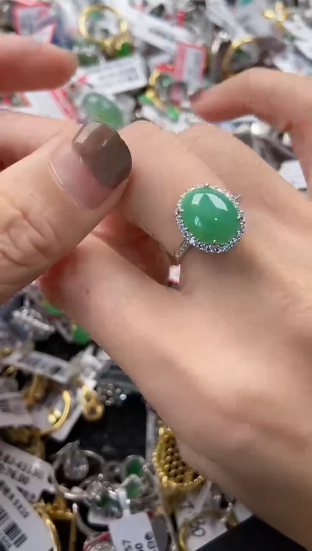 银S925镶嵌戒指翡翠88888   3