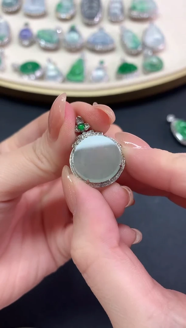 翡翠18K金镶嵌吊坠(不含链)吊坠A41|2980