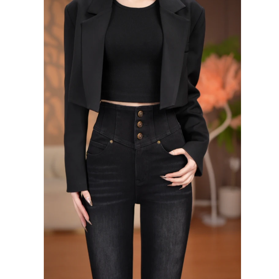 【格雷黑】微喇裤黑色秋季2025牛仔裤女喇叭裤显瘦微喇叭弹力高腰