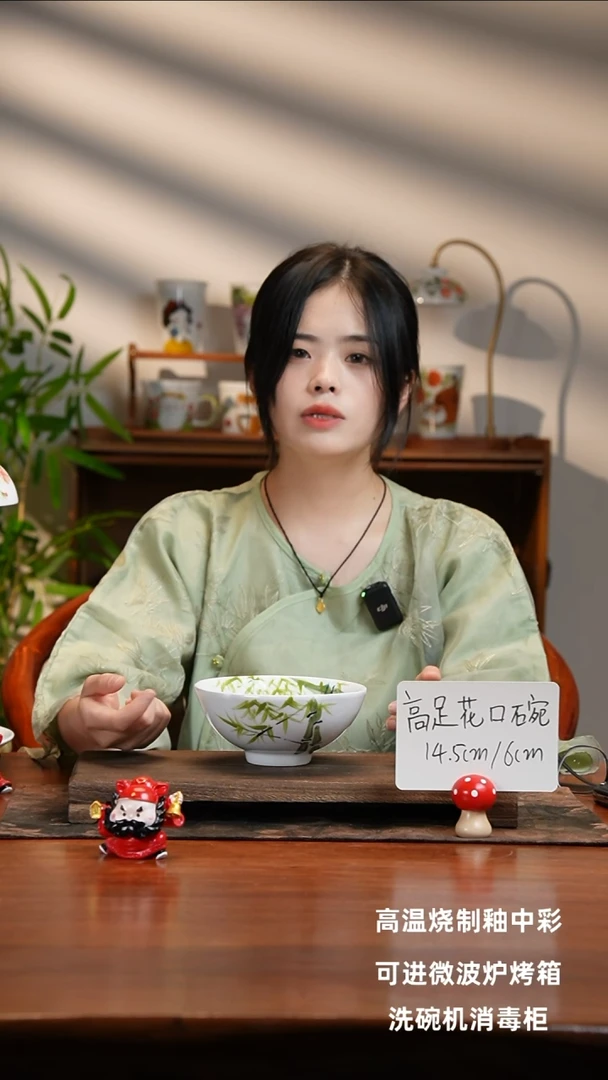 景德镇手绘釉中彩（食品级）高足花口碗