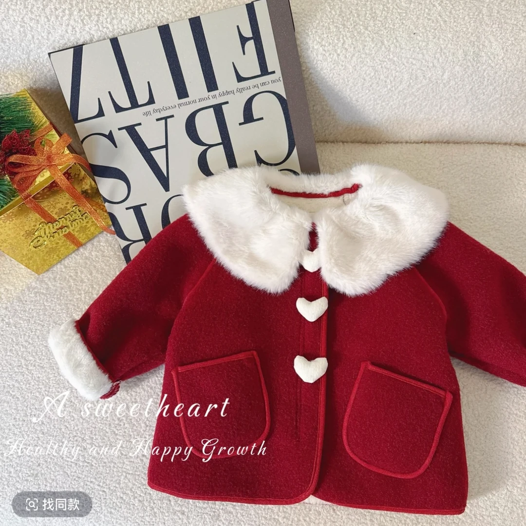 儿童羊羔绒小熊外套2025秋冬新款男女童可爱毛毛衣外套兄妹拜年服