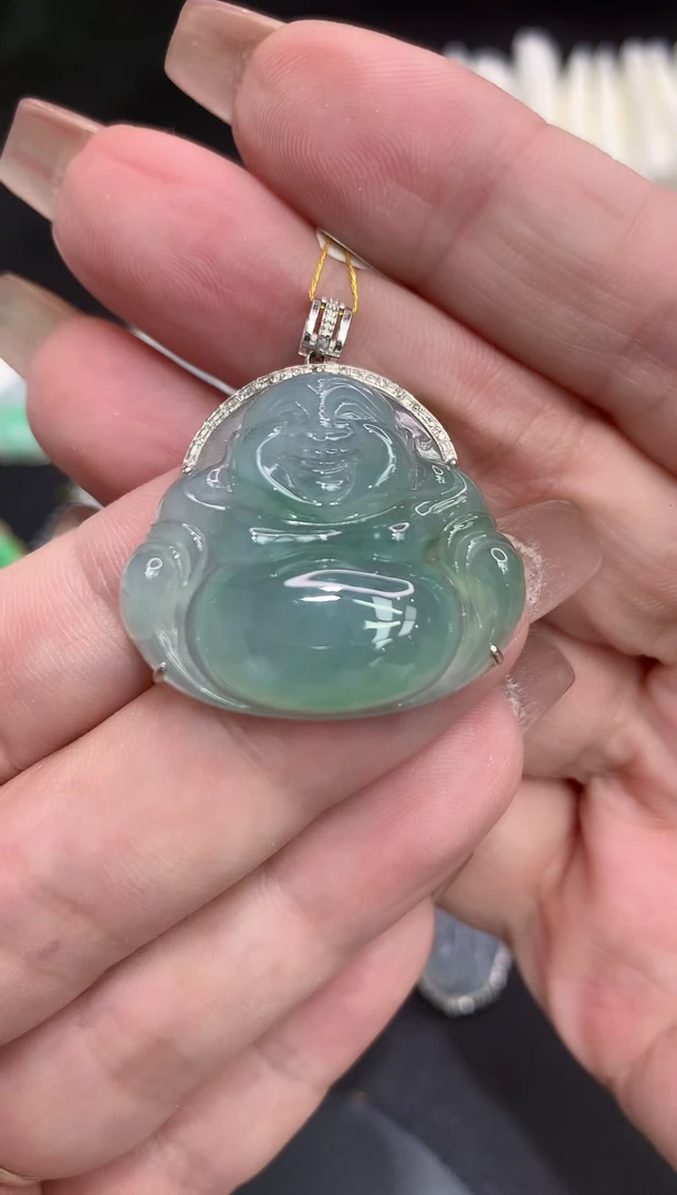 吊坠(不含链)18K金镶嵌翡翠111