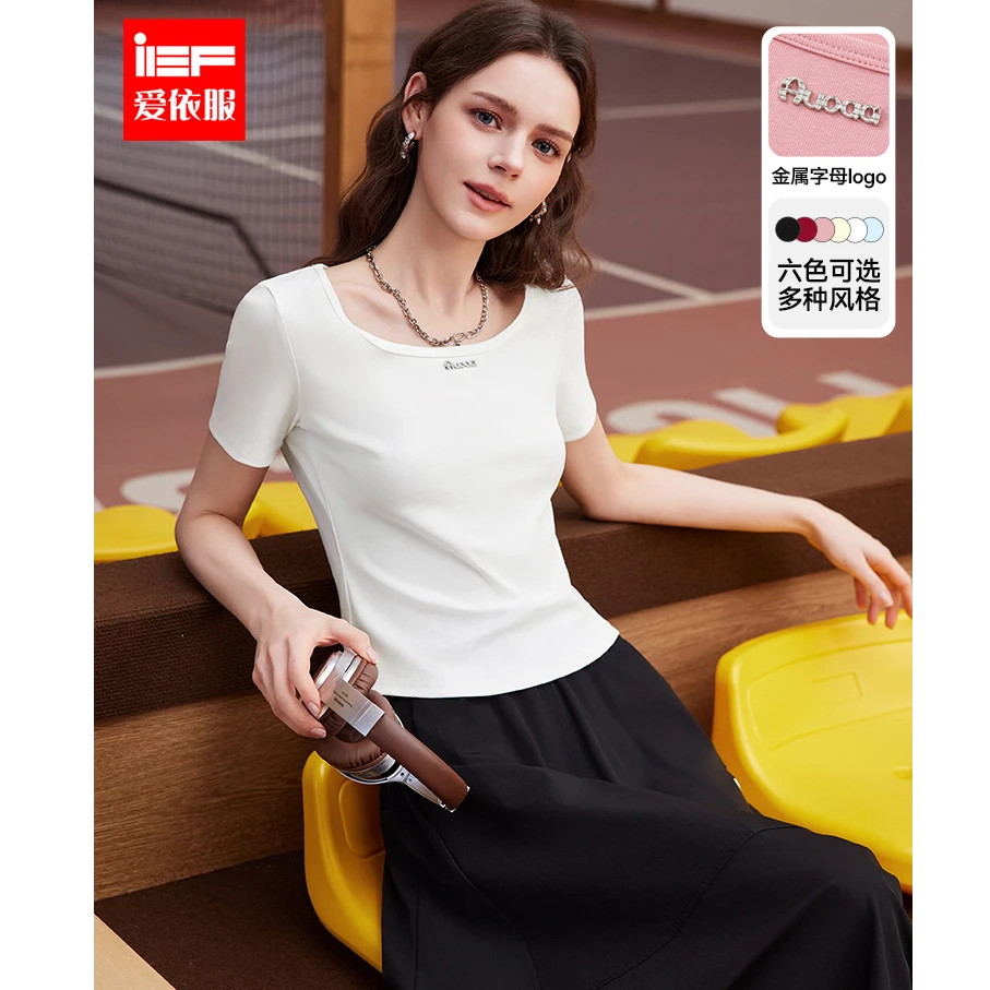 IEF/爱依服短袖上衣2025新款夏季洋气衣服女T恤老钱风松弛感女装