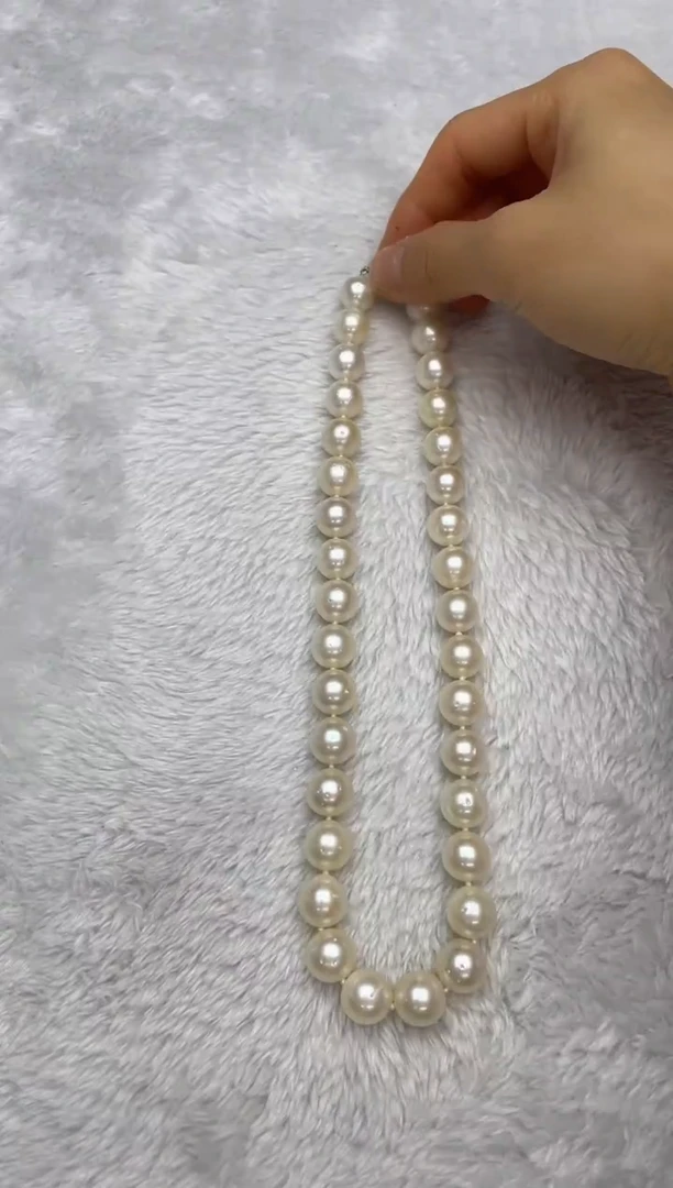 项链银S925镶嵌海水珍珠澳白10-13mm