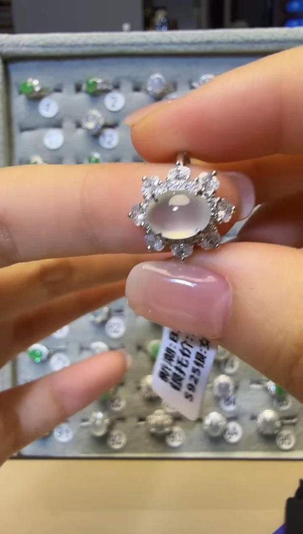 银S925镶嵌戒指翡翠925银镶缅甸A货翡翠戒指11