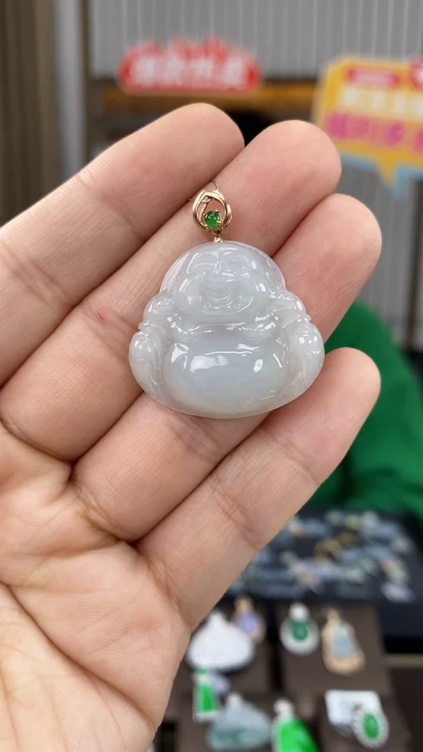 【闪购商品】翡翠吊坠(不含链)18K金镶嵌翡翠佛公