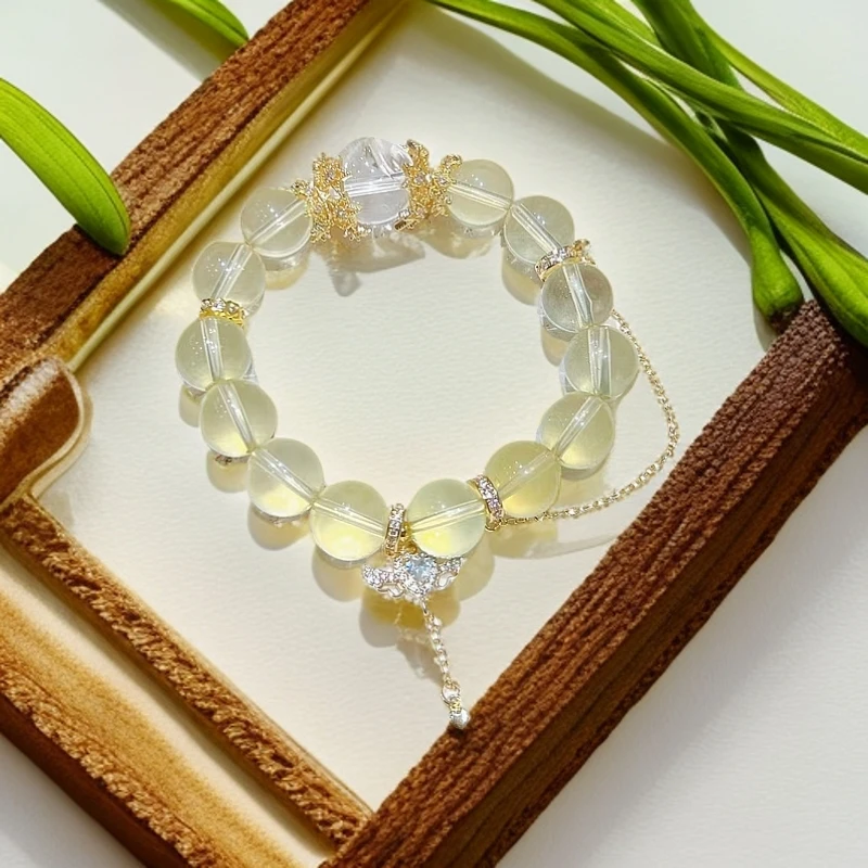 天然黄水晶白水晶顶珠DIY手链1009