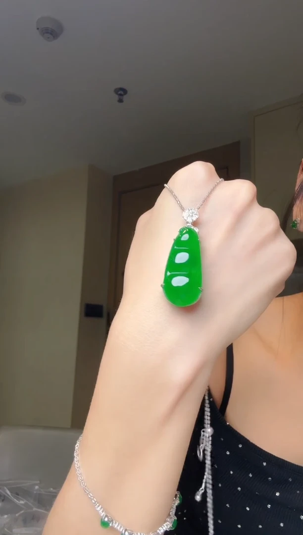 翡翠银S925镶嵌吊坠(不含链)天然翡翠吊坠