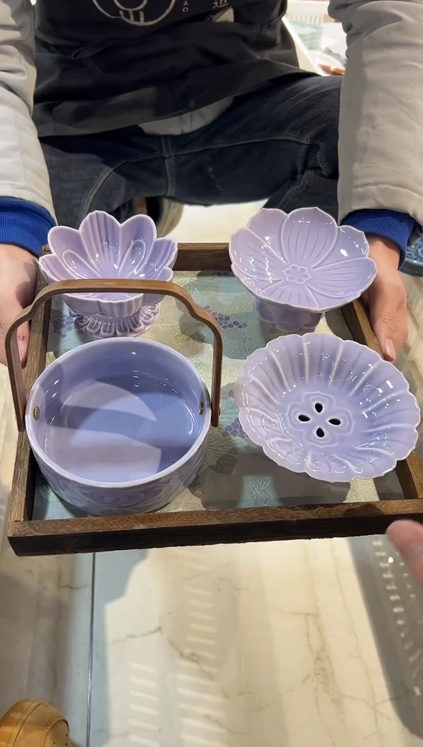 瓷片瓷微瑕商品 介意勿拍 带托盘布垫