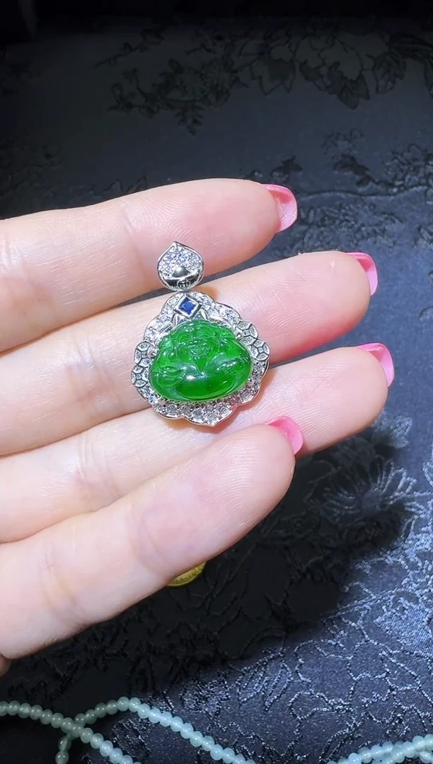 【闪购商品】翡翠吊坠(不含链)银S925镶嵌财神