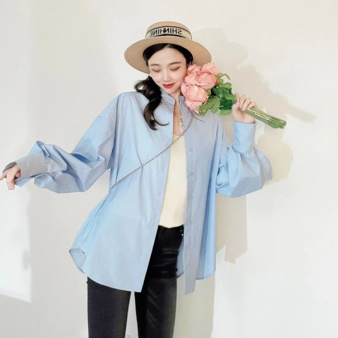 GIRDEAR/哥弟哥弟春夏新品花苞袖新中式百搭显瘦廓形衬衣1300870