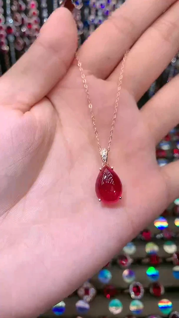 【闪购商品】红宝石吊坠(赠链)银S925镶嵌玫瑰金