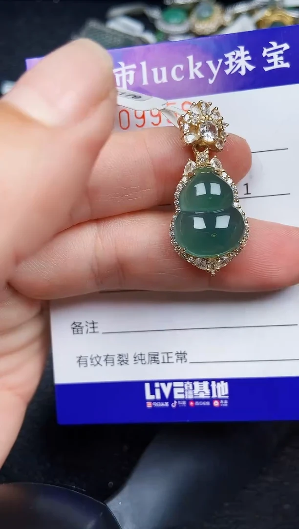 翡翠银S925镶嵌颈饰9956