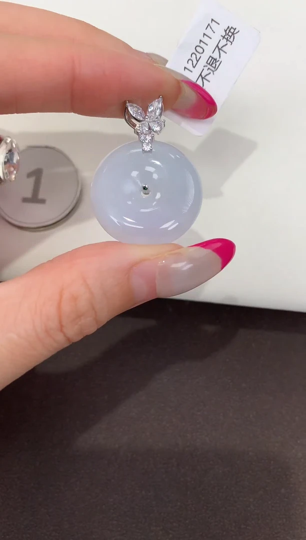 颈饰银S925镶嵌翡翠缅甸a货翡翠