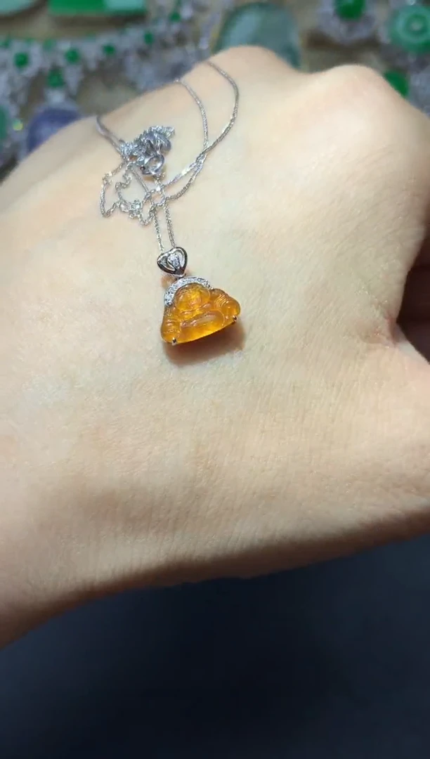 翡翠18K金镶嵌颈饰383-中国好珍宝