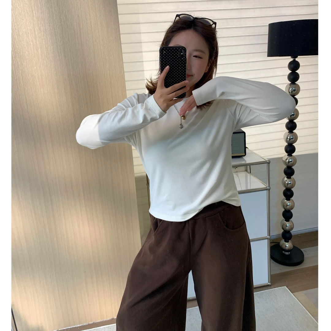 Q了个T 微胖mm 【性价比】纯色含棉长袖打底保暖T