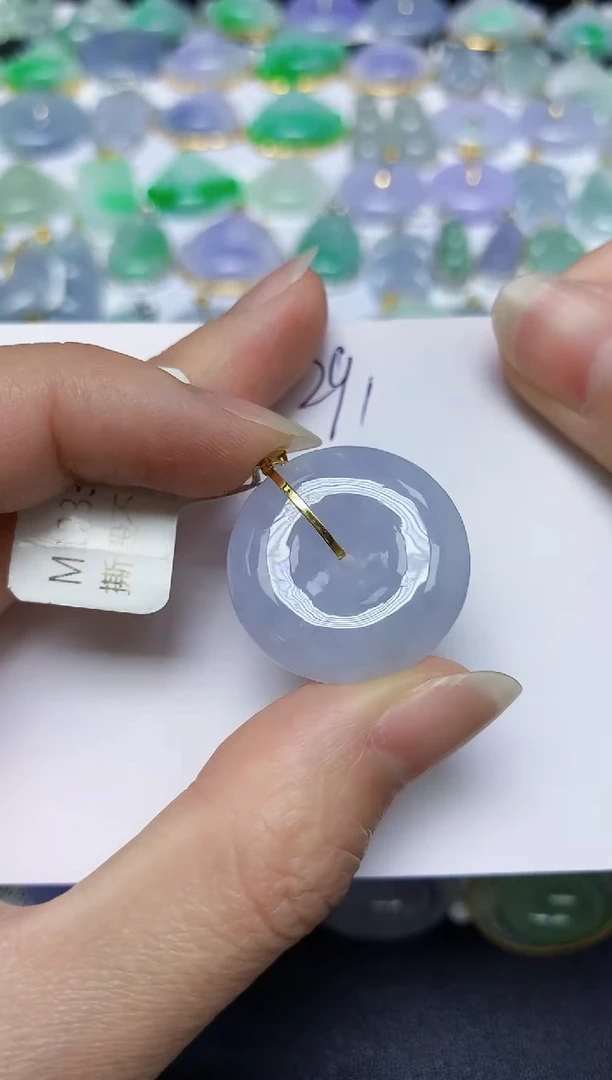 翡翠18K金镶嵌颈饰天然缅甸翡翠A货