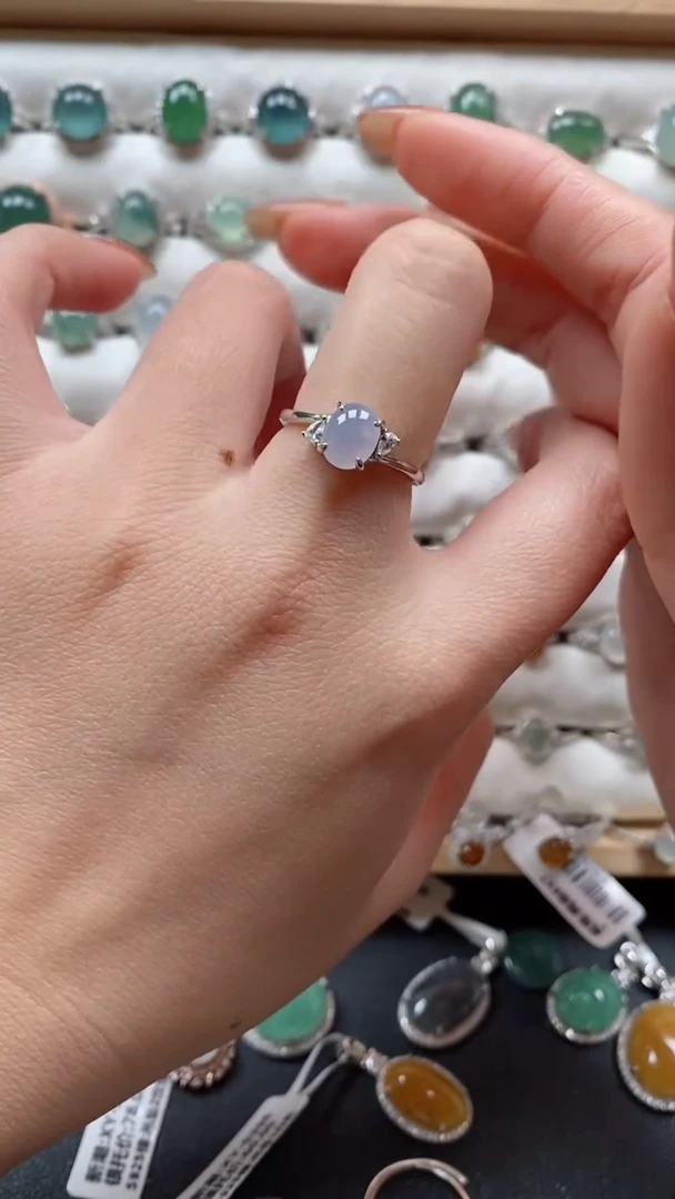 【闪购商品】翡翠戒指银S925镶嵌一物一证一礼盒