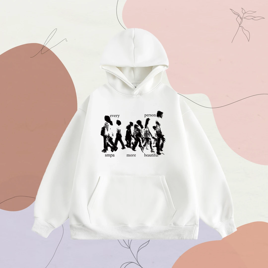 凯颂大码300斤美式复古模糊人像设计连帽卫衣男女秋冬季宽松上衣