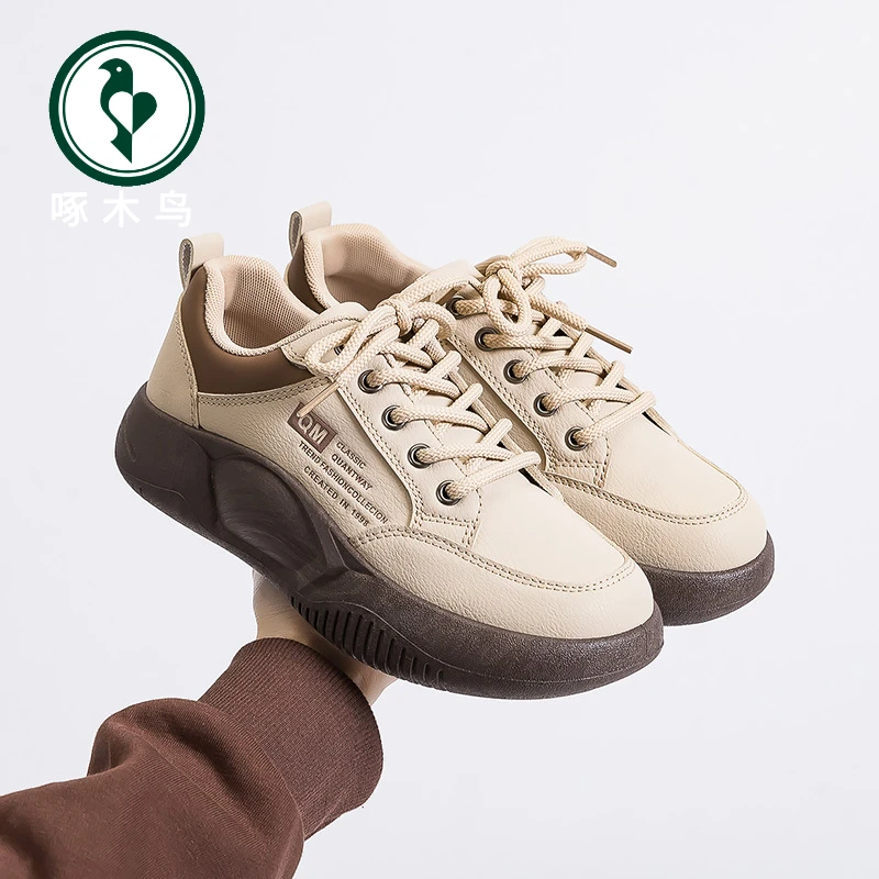 【啄木鸟】女鞋春秋季休闲百搭板鞋厚底增高鞋韩版运动女鞋老爹鞋