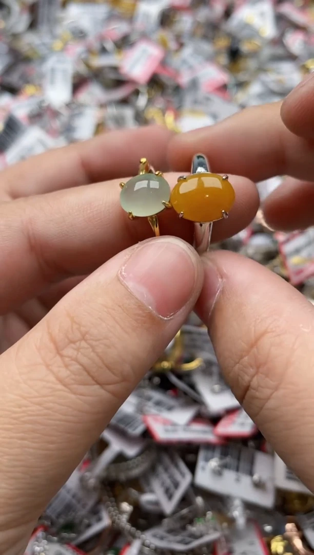 【闪购商品】翡翠戒指银S925镶嵌6666---4