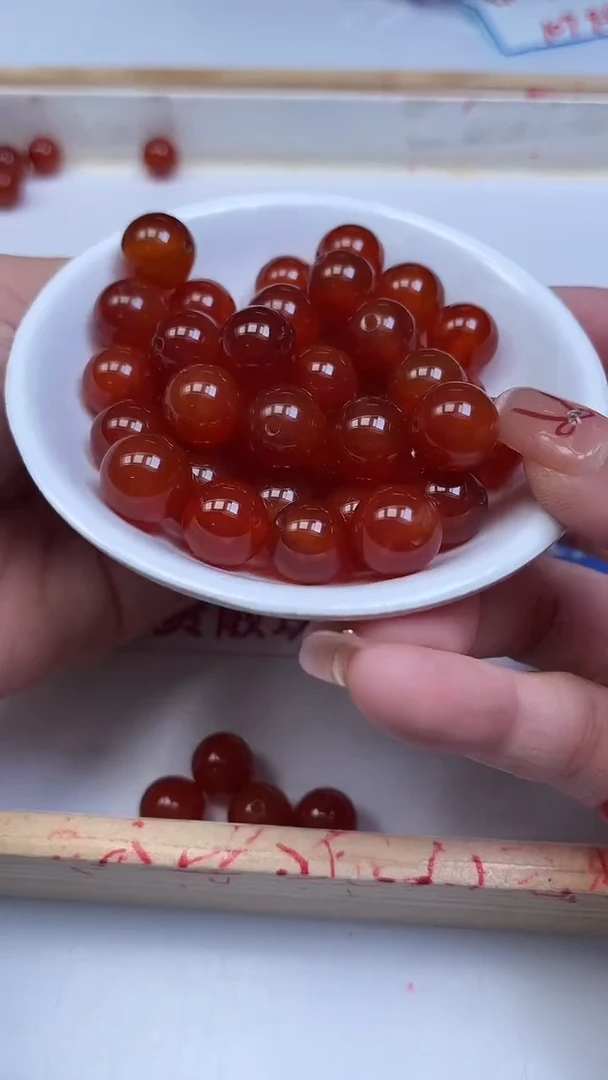 未镶嵌散珠南红玛瑙E539 冰柿子南红12mm6个8.8元