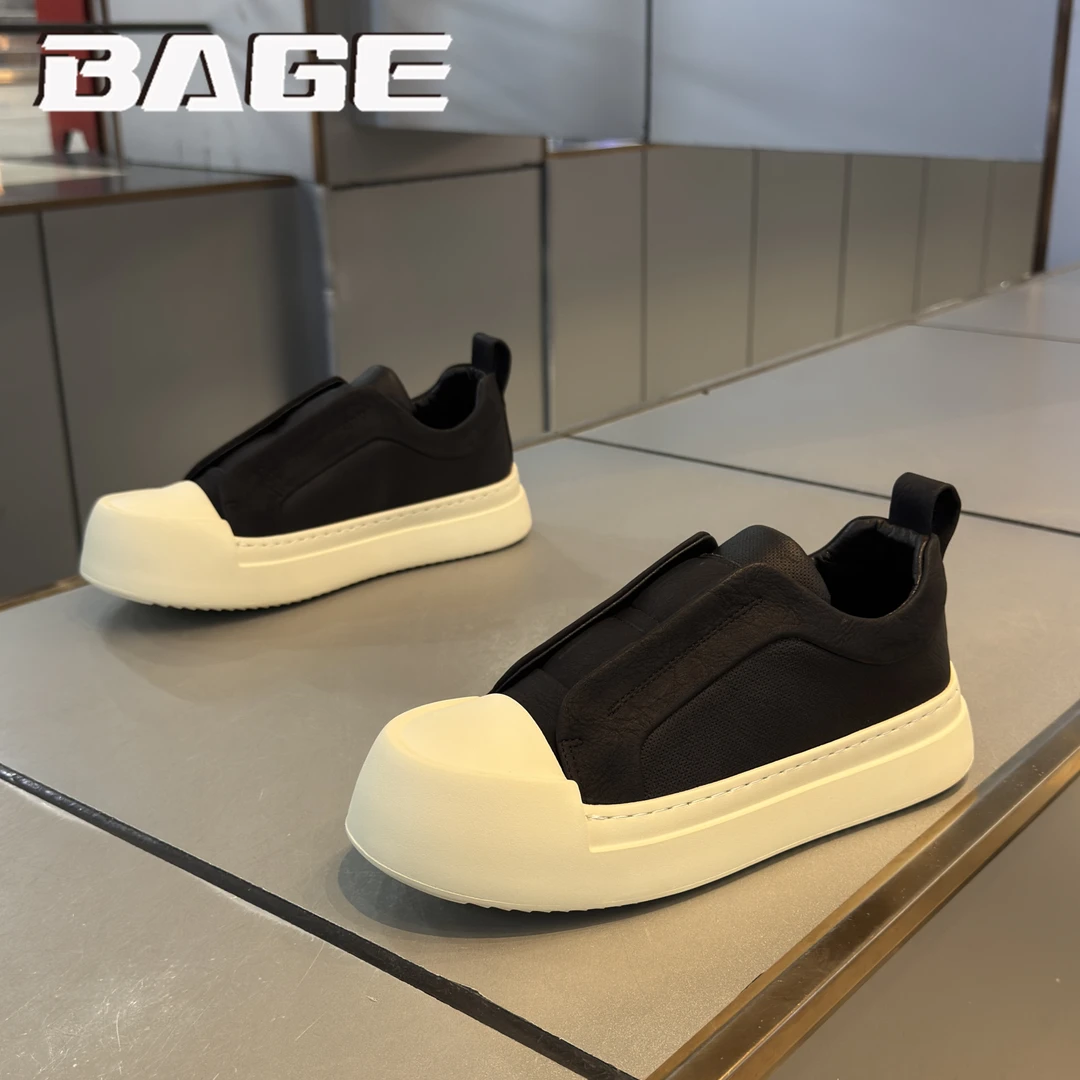 八哥无鞋带男鞋冬季懒人一脚蹬厚底休闲大头板鞋男士开车运动潮鞋