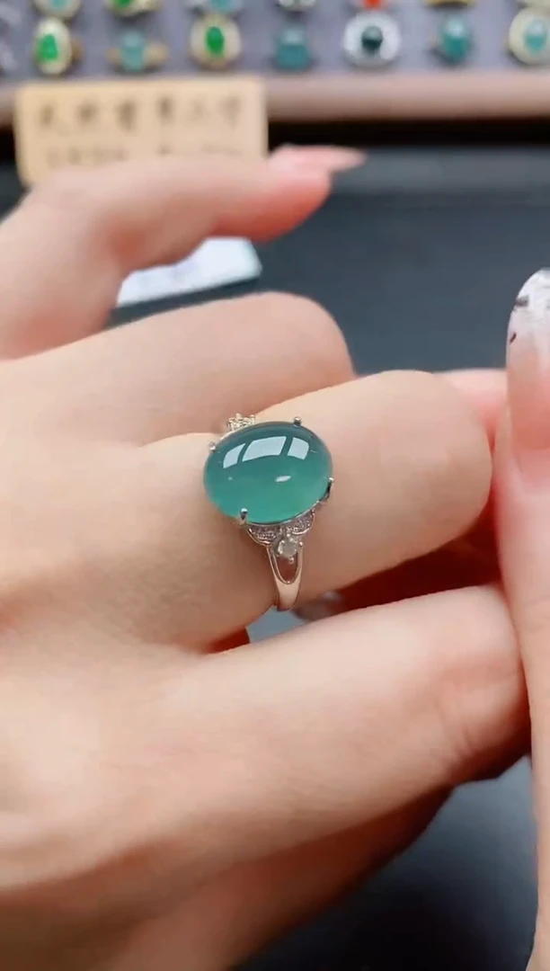 银S925镶嵌戒指翡翠1