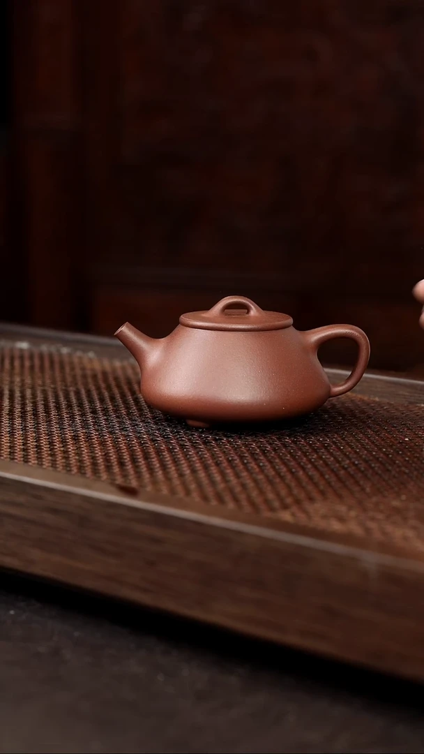 茶壶紫砂老紫泥平盖石瓢