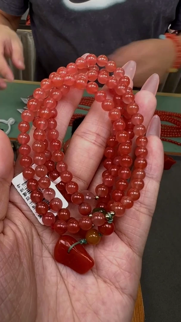 未镶嵌珠串南红玛瑙保山冰红圆珠多圈5mm