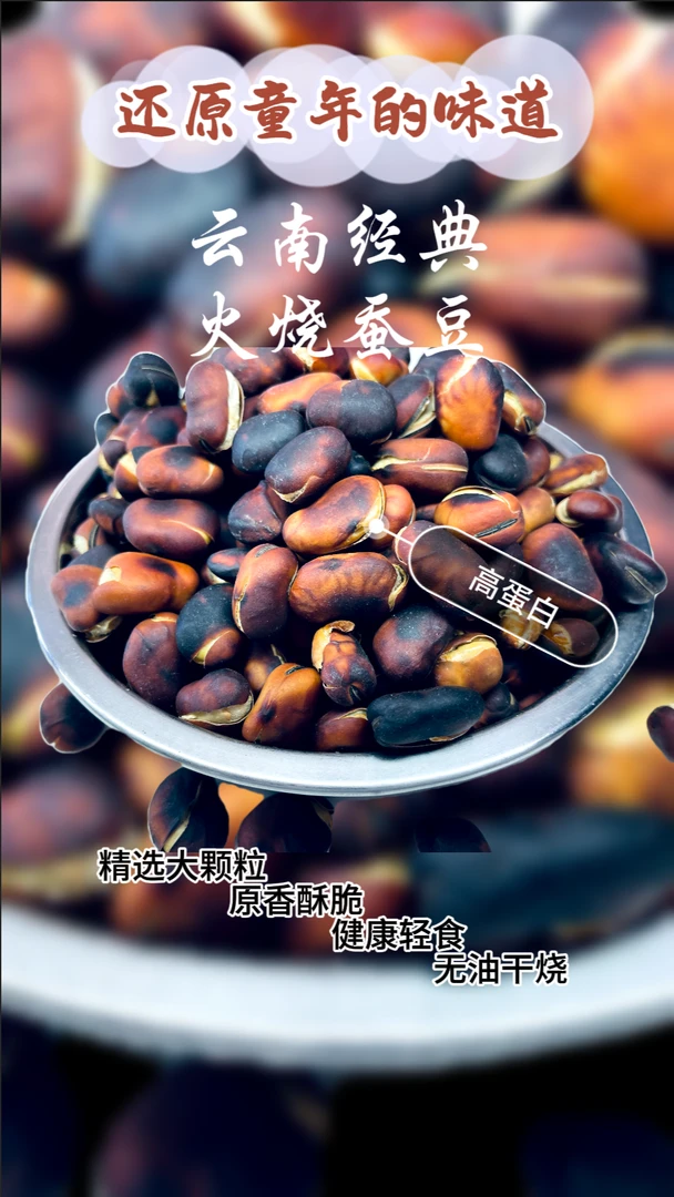 一皓农家火烧蚕豆500克炭火烧制无油无添加原味香酥炭火气息休闲