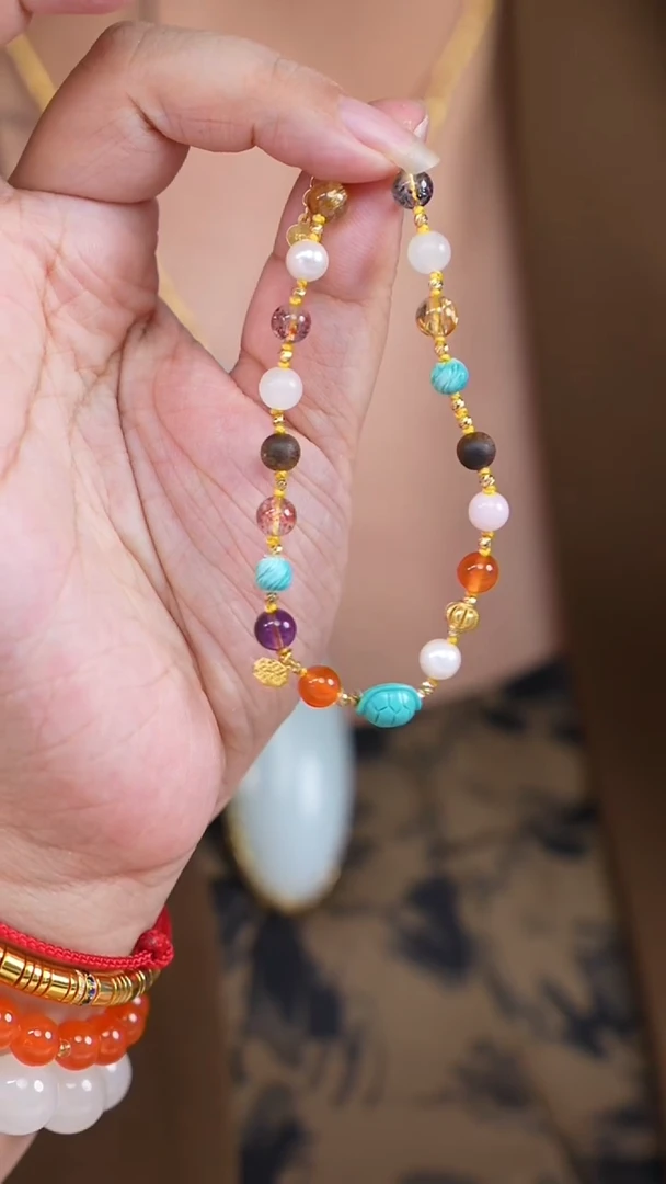 18K金镶嵌绿松石手串LY7121