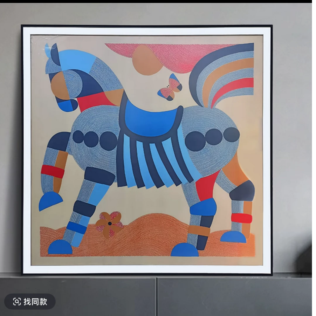 艺术轻奢骏马客厅沙发背景墙小众风格客厅沙发背景玄关装饰画130