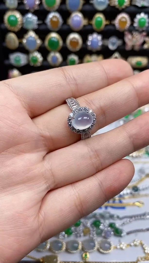 银S925镶嵌戒指翡翠琳*酱8505