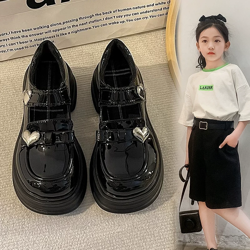 女童黑色皮鞋2025新款春秋夏季女孩学生公主鞋儿童软底防滑乐福鞋