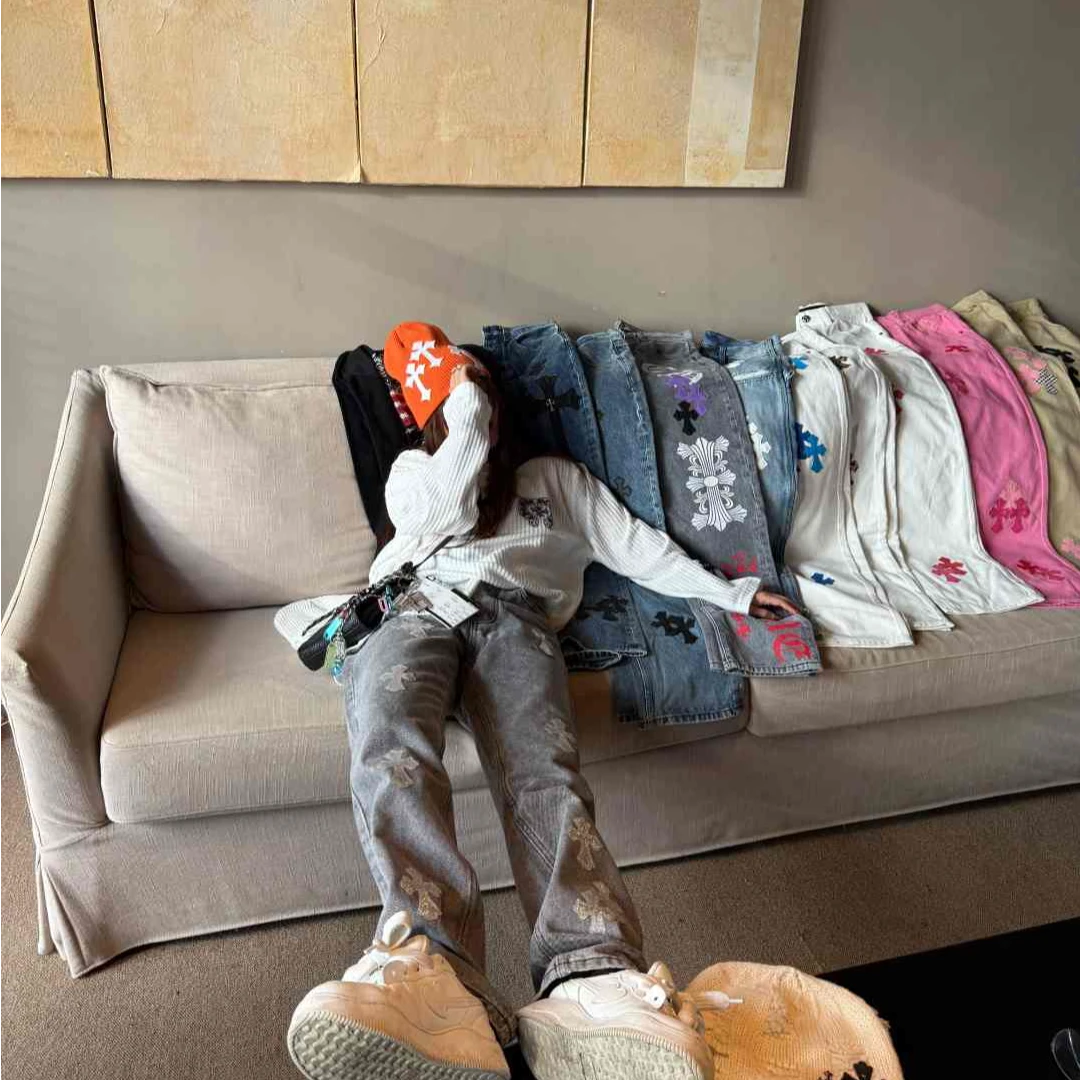 【CH限定】秀场高定十字架牛仔裤潮流时尚直筒牛仔裤男女同款牛仔裤