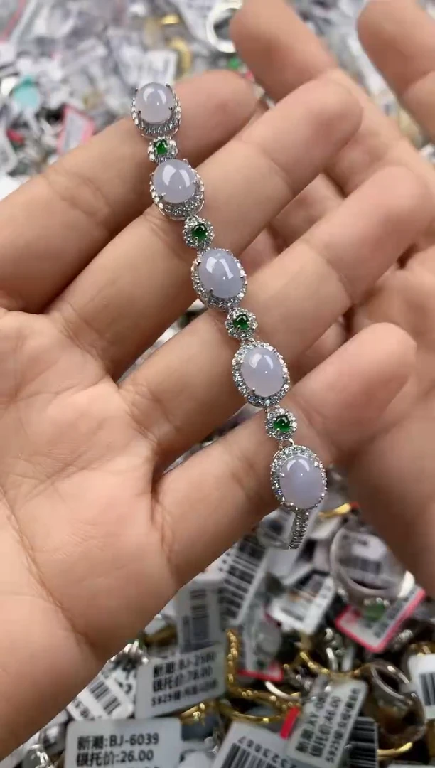 银S925镶嵌戒指翡翠4444----7