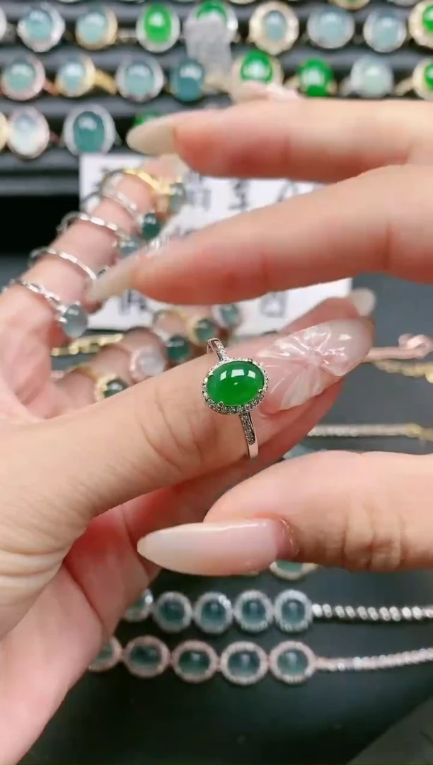 翡翠戒指银S925镶嵌11111