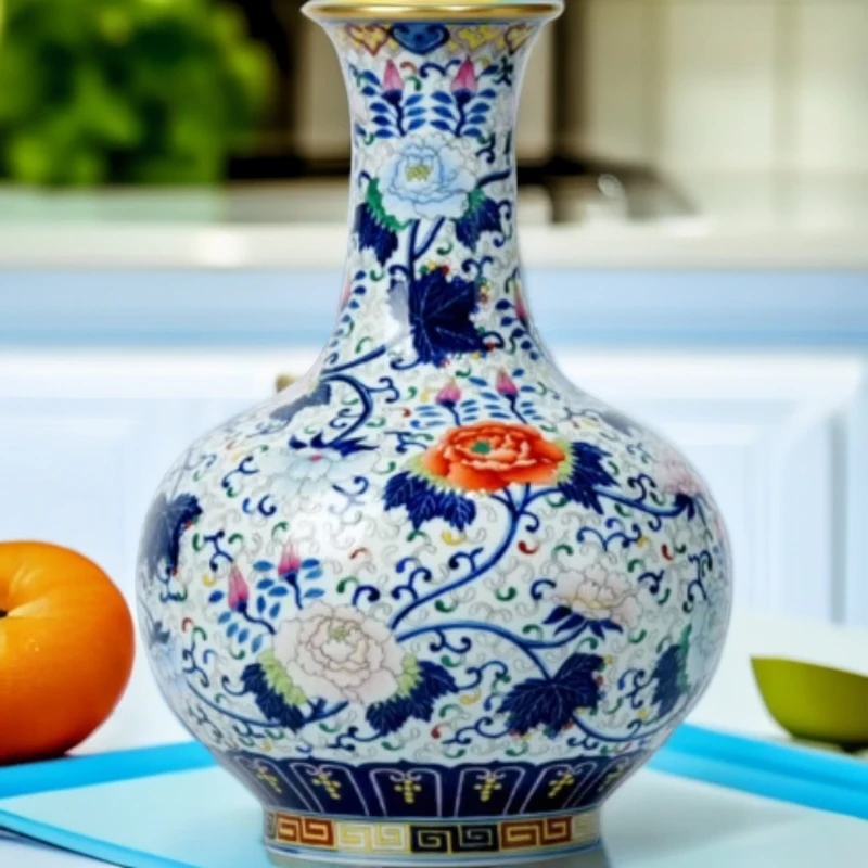 【央广非遗】古窑御器青花斗彩粉彩赏瓶 陶瓷高档中式