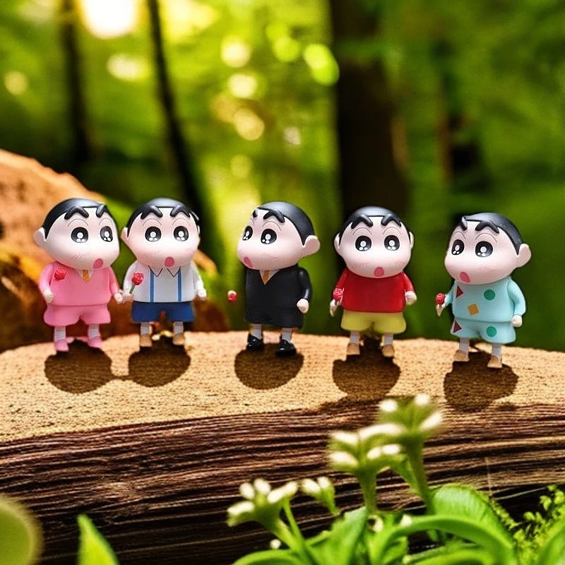 （玫瑰花蜡笔小新）手办潮玩车载房间摆件玄关桌面可爱生日礼物精致