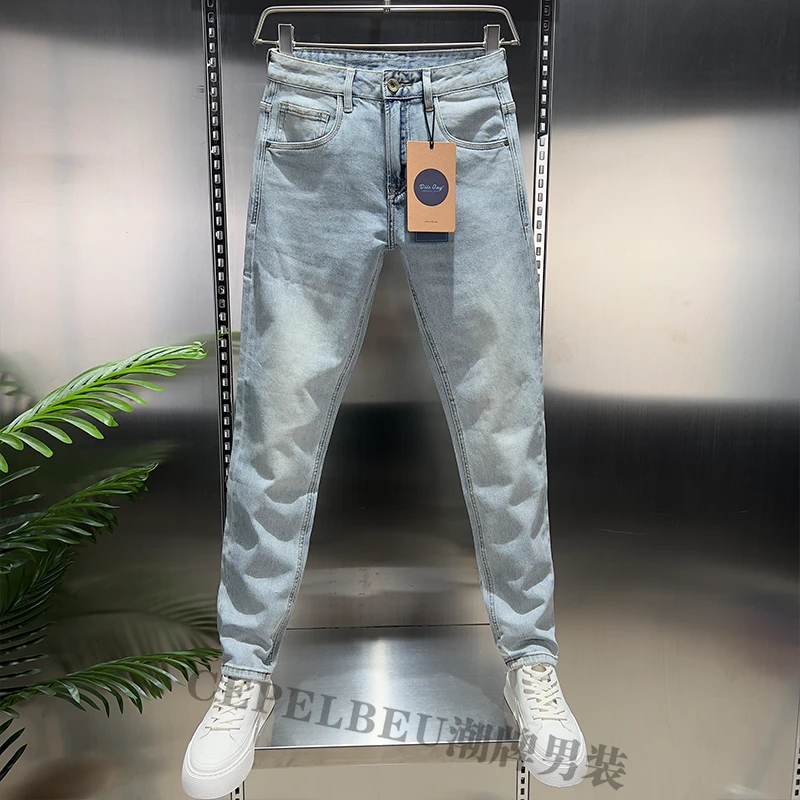 【高端】男士春夏新款直筒牛仔裤复古百搭时尚潮流弹力重工水洗长裤