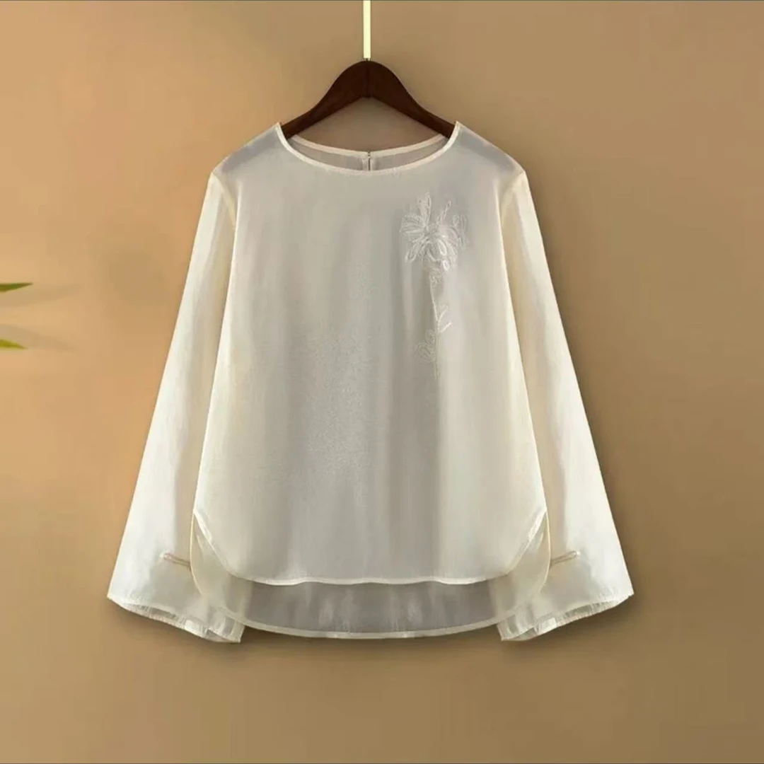 【素莺】春夏2025新款新中式上衣小衫女装国风绣花薄款气质长袖衬衫