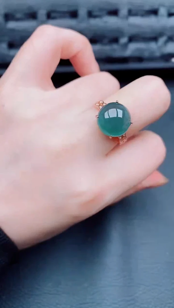 【闪购商品】翡翠戒指银S925镶嵌天然a货翡翠493