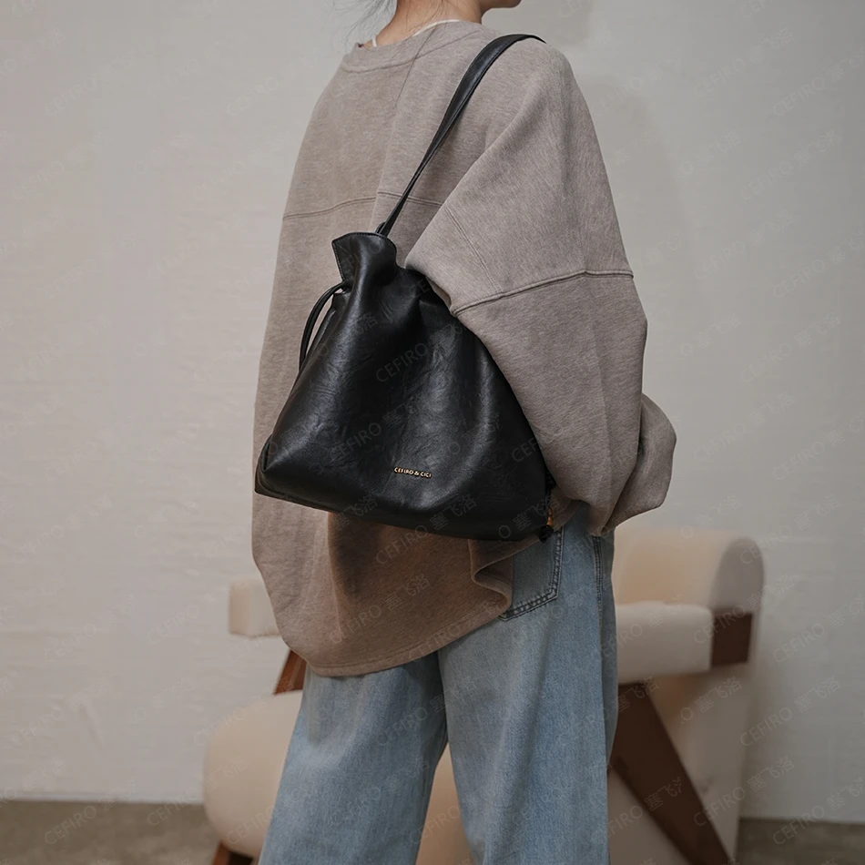 【塞飞洛】头层牛皮福袋包新款时尚通勤斜跨云朵托特包 1109