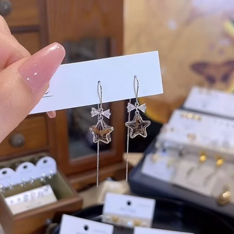 铜合金树脂耳饰 豹纹星星蝴蝶结耳线质感百搭精致小众雅丹风